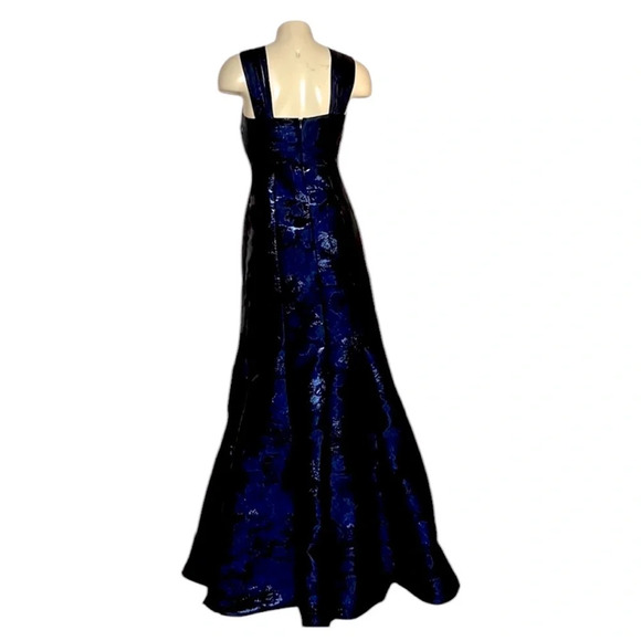 Aidan mattox navy metallic jacquard ball gown size 2 - Picture 4 of 12
